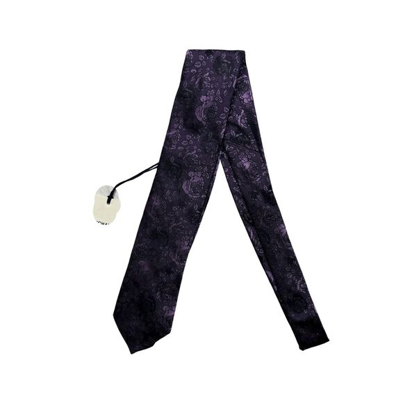 5-97 DUCHAMP Tie Floral 100% Silk Purple - Picture 1 of 6